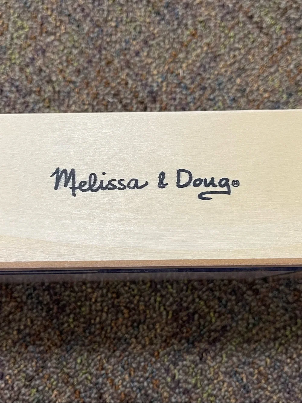 Melissa & Doug self-correcting wooden number puzzle with box and plexiglass lid